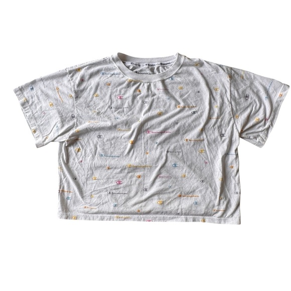 Champion Woman’s Logo-Print Cropped T-Shirt White Size Medium - Picture 1 of 8